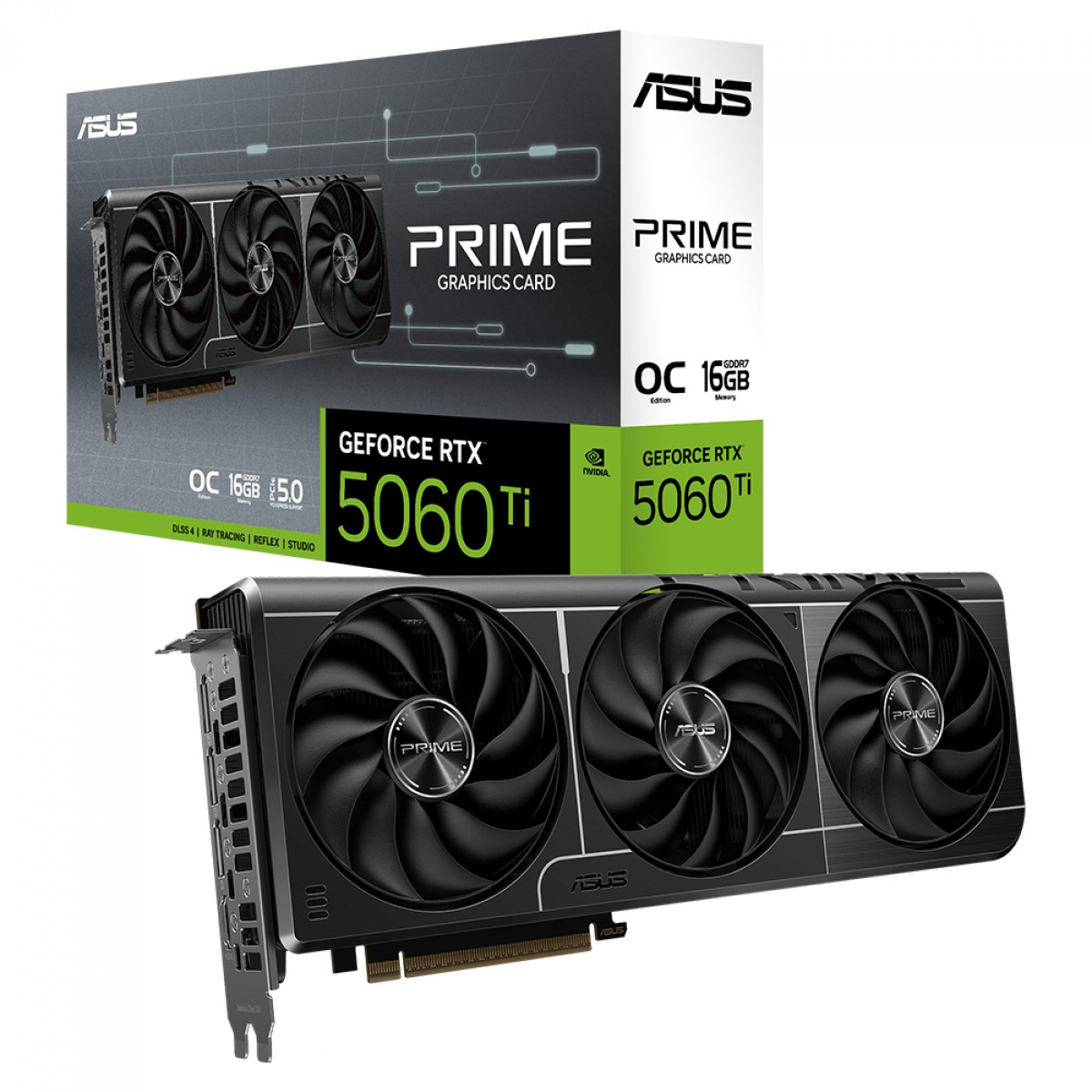 Placa de Vídeo RTX 5060 Ti Asus Prime NVIDIA GeForce, 16GB, GDDR7, Tri Fan, DLSS 4, Ray Tracing
