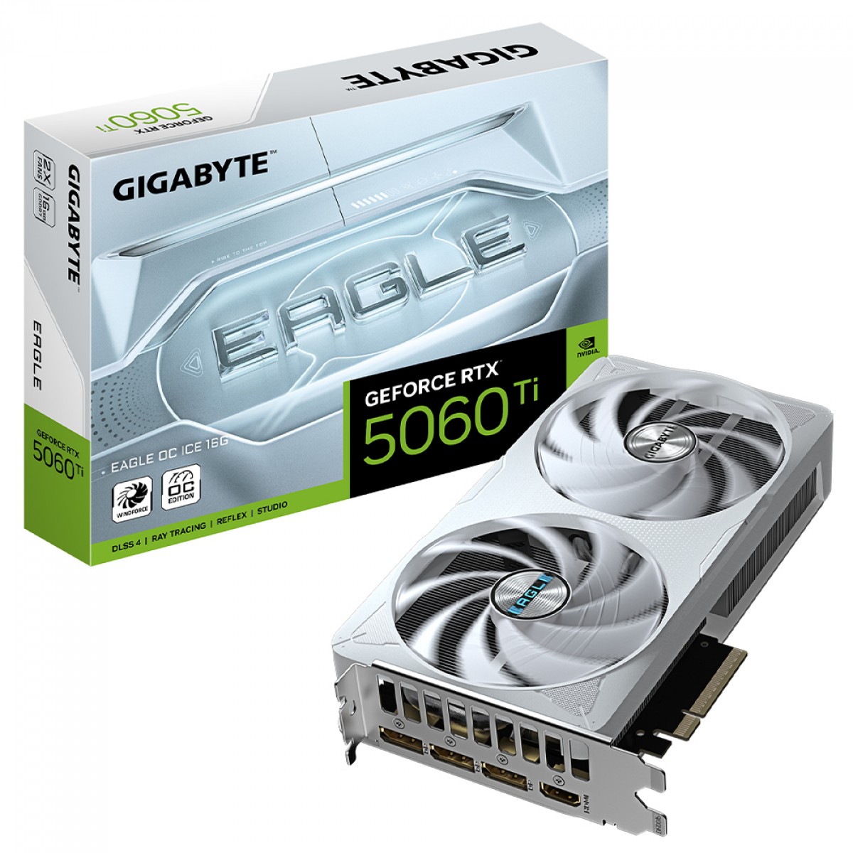 Placa de Vídeo RTX 5060 Ti Branca 16GB Gigabyte NVIDIA GeForce Eagle OC ICE, GDDR7, DLSS, Ray Tracing - Imagem 2