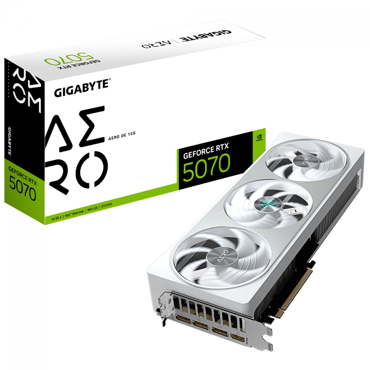 Placa de Vídeo RTX 5070 Branca 12GB Gigabyte NVIDIA GeForce AERO OC, GDDR7, DLSS, Ray Tracing - Imagem 2