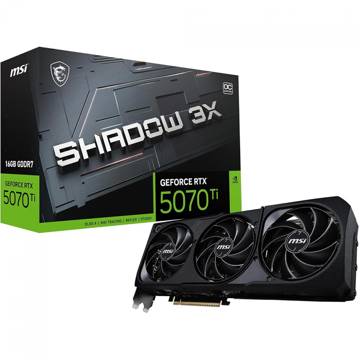 Placa de Video RTX 5070 Ti 16GB Shadow 3X OC MSI GeForce, GDDR7, DLSS 4, Ray Tracing