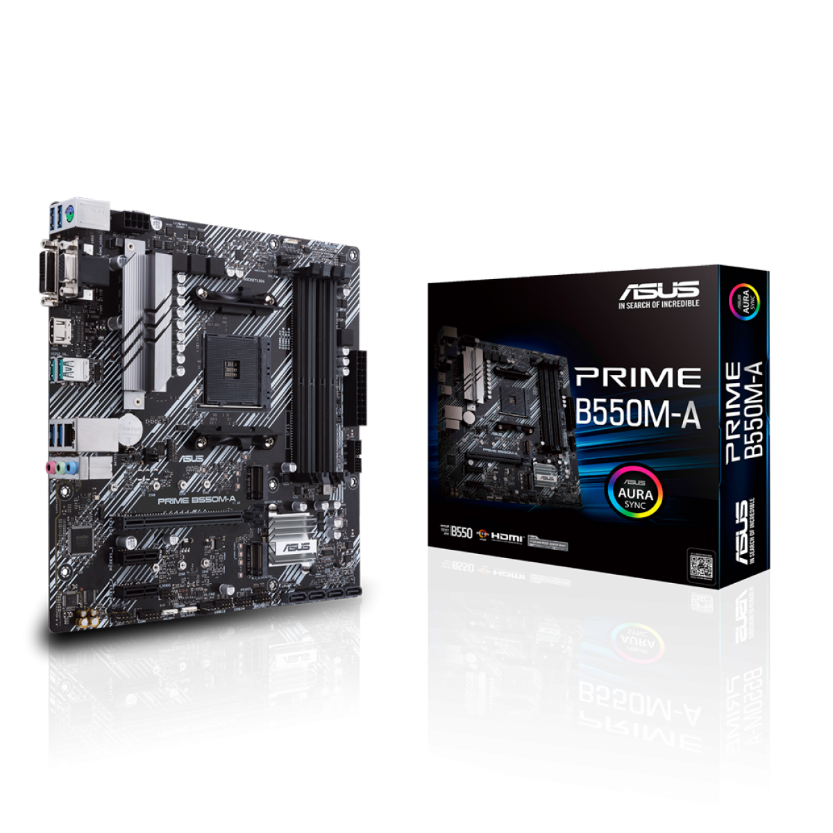 Placa Mãe Asus Prime B550M-A, Nvme 4.0, ARGB Aura Sync, AMD AM4, mATX, DDR4, 90MB14I0-C1BAY0