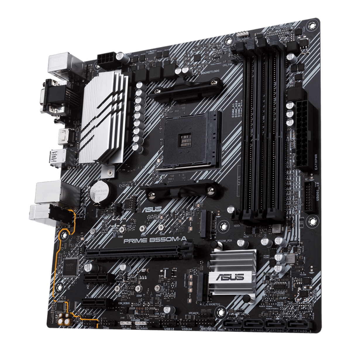 Placa Mãe Asus Prime B550M-A, Nvme 4.0, ARGB Aura Sync, AMD AM4, mATX, DDR4, 90MB14I0-C1BAY0 - Imagem 3