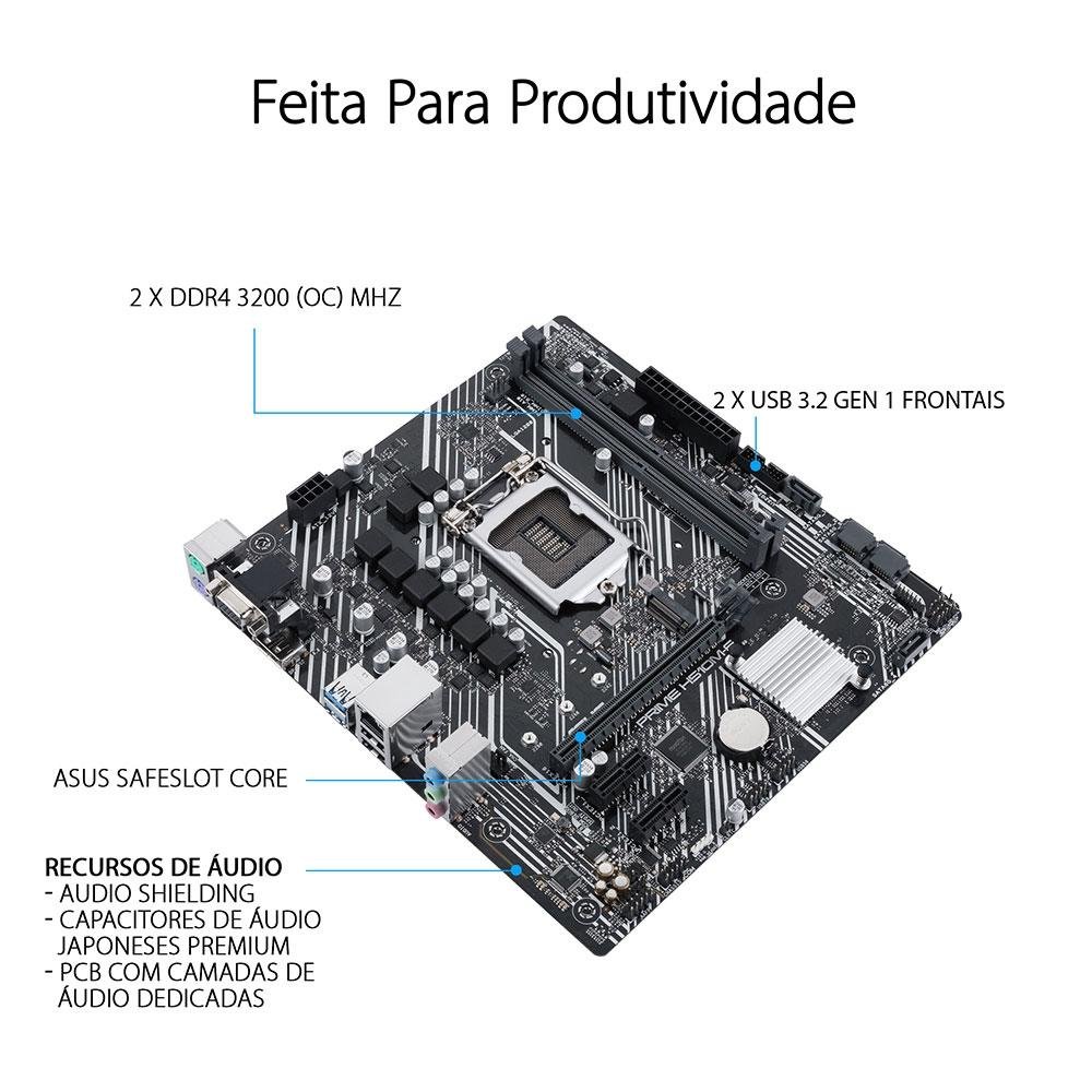Placa Mãe H510M-E Asus Prime, Intel LGA 1200, microATX, DDR4 - 90MB17E0-C1BAY0 - Imagem 5