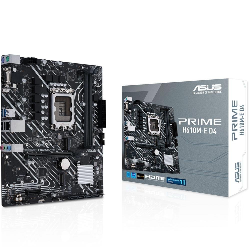 Placa Mãe H610M-E Asus Prime D4, Intel LGA 1700, mATX, DDR4, 90MB19N0-C1BAY0