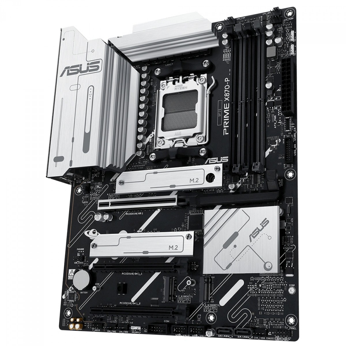Placa Mãe X870-P Branca Asus Prime, PCI 5.0, AMD AM5, ATX, DDR5, 4x M.2, USB 4.0 - Imagem 4