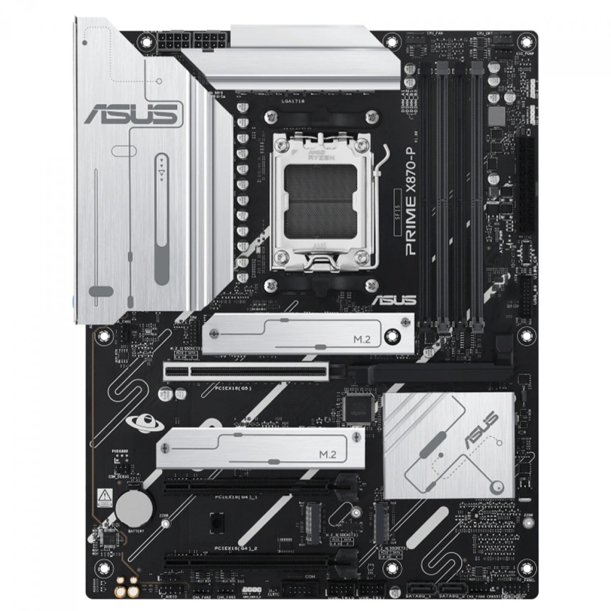 Placa Mãe X870-P Branca Asus Prime, PCI 5.0, AMD AM5, ATX, DDR5, 4x M.2, USB 4.0 - Imagem 2