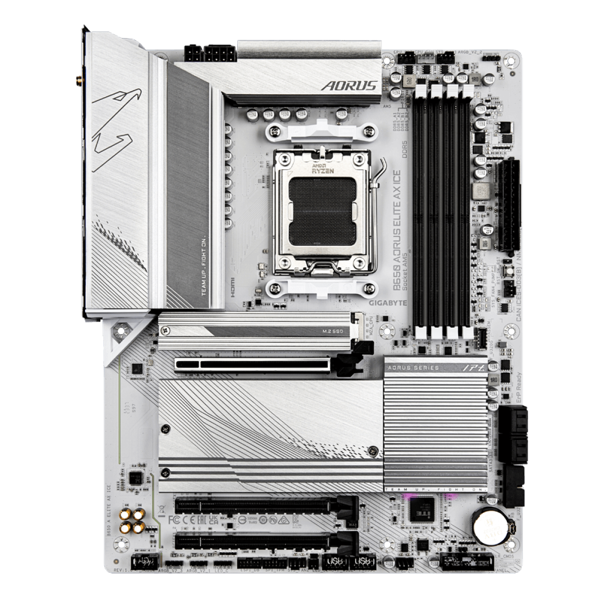Placa Mãe Branca B650 AORUS ELITE AX ICE, WIFI e Bluetooth, AMD AM5, ATX, DDR5 - Imagem 2
