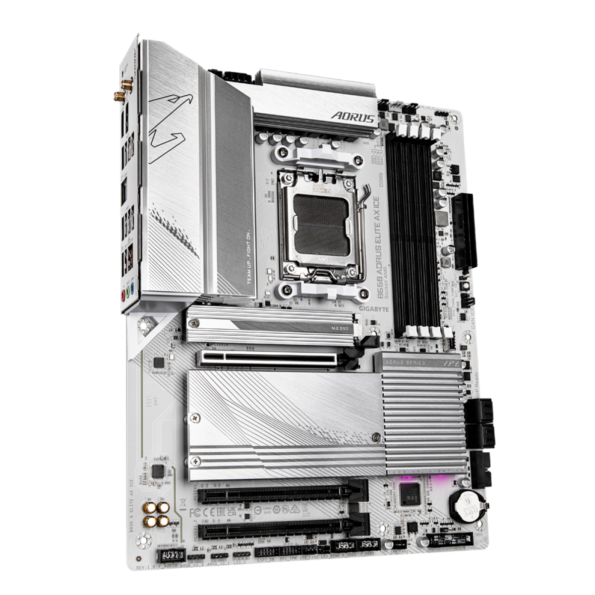 Placa Mãe Branca B650 AORUS ELITE AX ICE, WIFI e Bluetooth, AMD AM5, ATX, DDR5 - Imagem 3