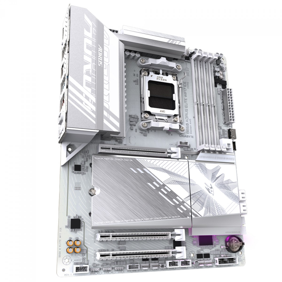 Placa Mãe Branca B850 Aorus ICE Elite WiFi7 e Bluetooth, AMD AM5, ATX, DDR5 - Imagem 3