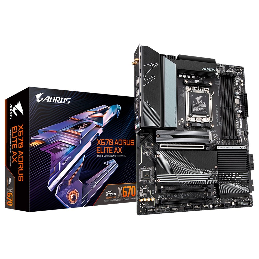 Placa Mãe X670 Aorus Elite AX, AMD AM5, ATX, DDR5, LED RGB, Bluetooth, Wi-Fi 6E