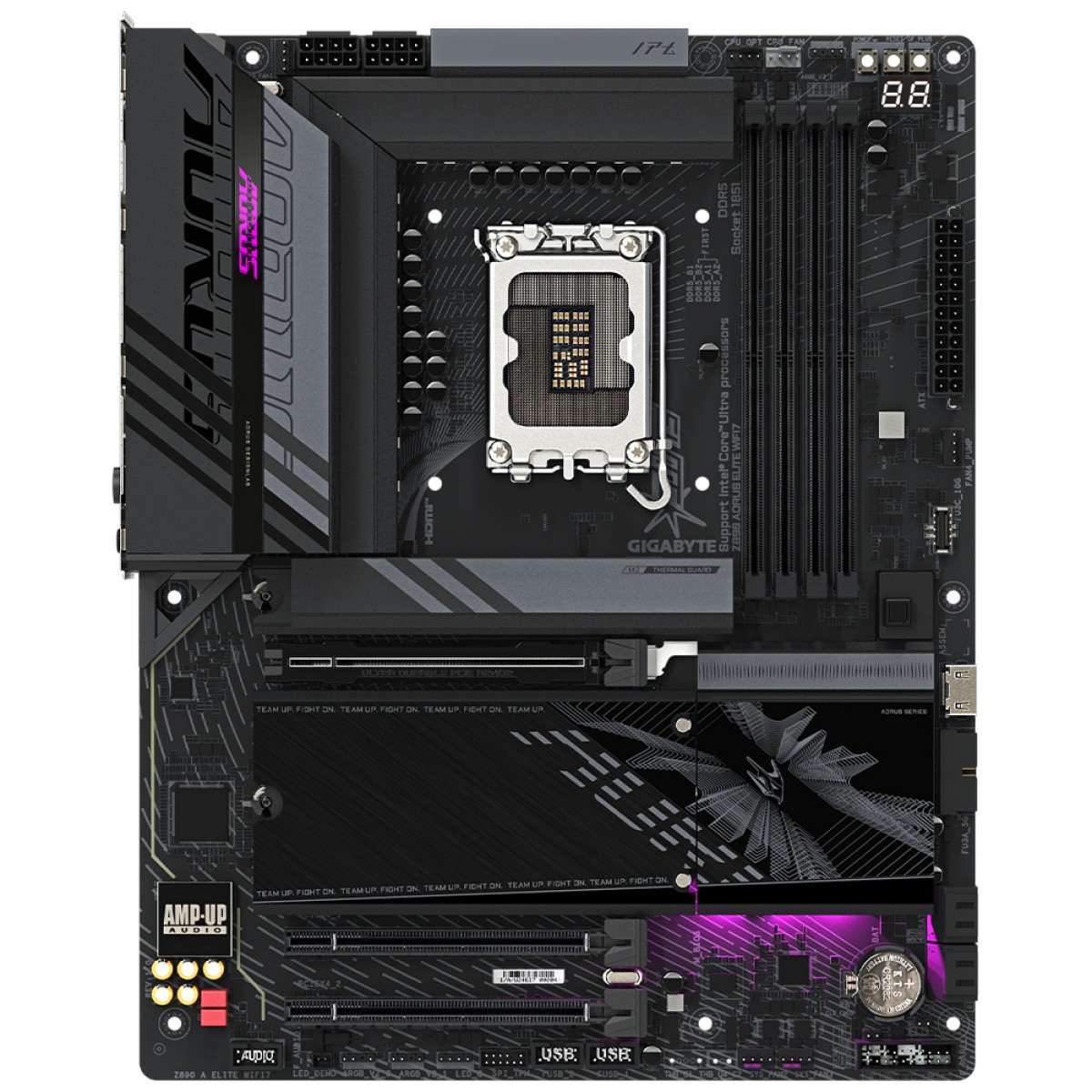 Placa Mae Z890 AORUS ELITE WIFI 7, LGA 1851, 4x DDR5, Thunderbolt 4, USB4 TYPE-C, 4x /M.2, 2.5Gbe - Imagem 2
