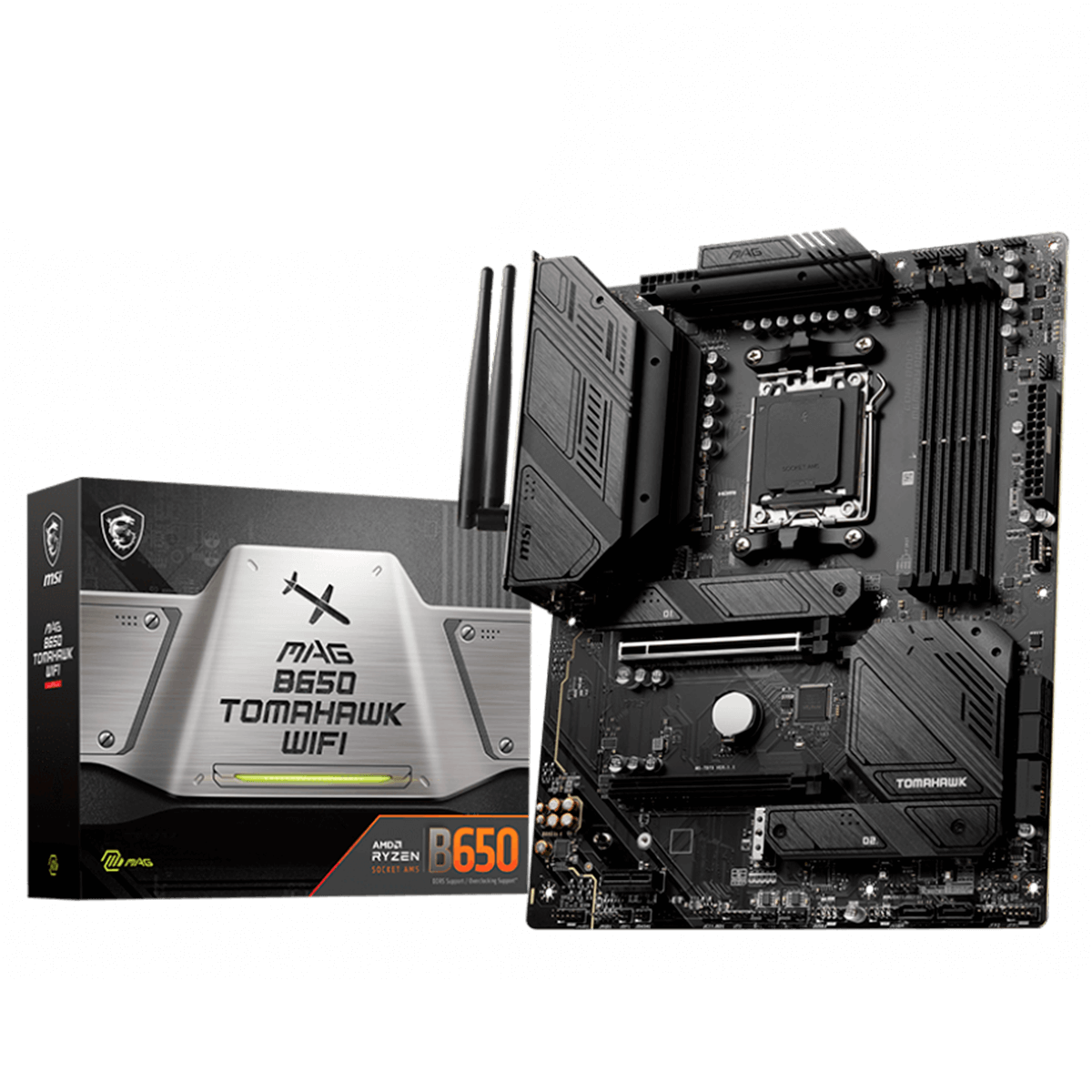 Placa Mãe B650 MSI MAG TOMAHAWK Wifi 6E e Bluetooth, AMD AM5, ATX, DDR5