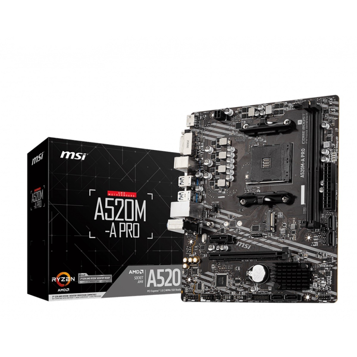 Placa Mãe A520M A PRO MSI, AMD AM4, mATX, DDR4, M2 - A520M-A-PRO