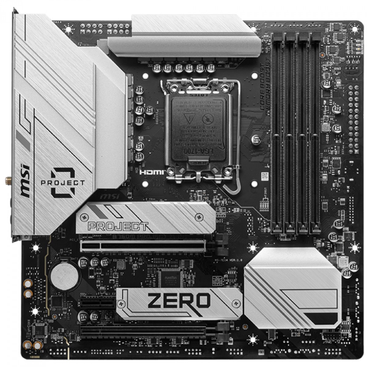 Placa Mãe B760M MSI Project Zero, Chipset B760, WIFI e Bluetooth, Intel LGA 1700, MATX, DDR5 - Imagem 2