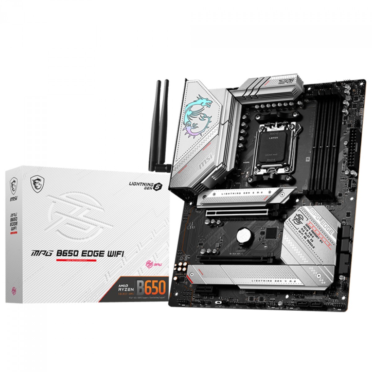 Placa Mãe B650 MSI MPG EDGE Wifi e Bluetooth, AMD AM5, ATX, DDR5 NVME Gen 5 - 911-7E10-002