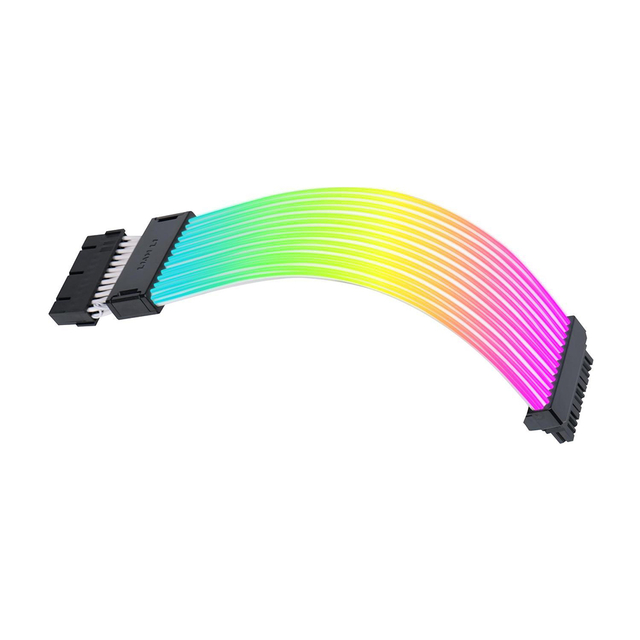 Cabo para Fonte e Placa Mãe Sleeved Lian Li Strimer Wireless 24 Pinos Com Controlador ARGB - PW24-1W-T - Imagem 3