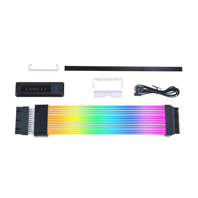 Cabo para Fonte e Placa Mãe Sleeved Lian Li Strimer Wireless 24 Pinos Com Controlador ARGB - PW24-1W-T - Imagem 2