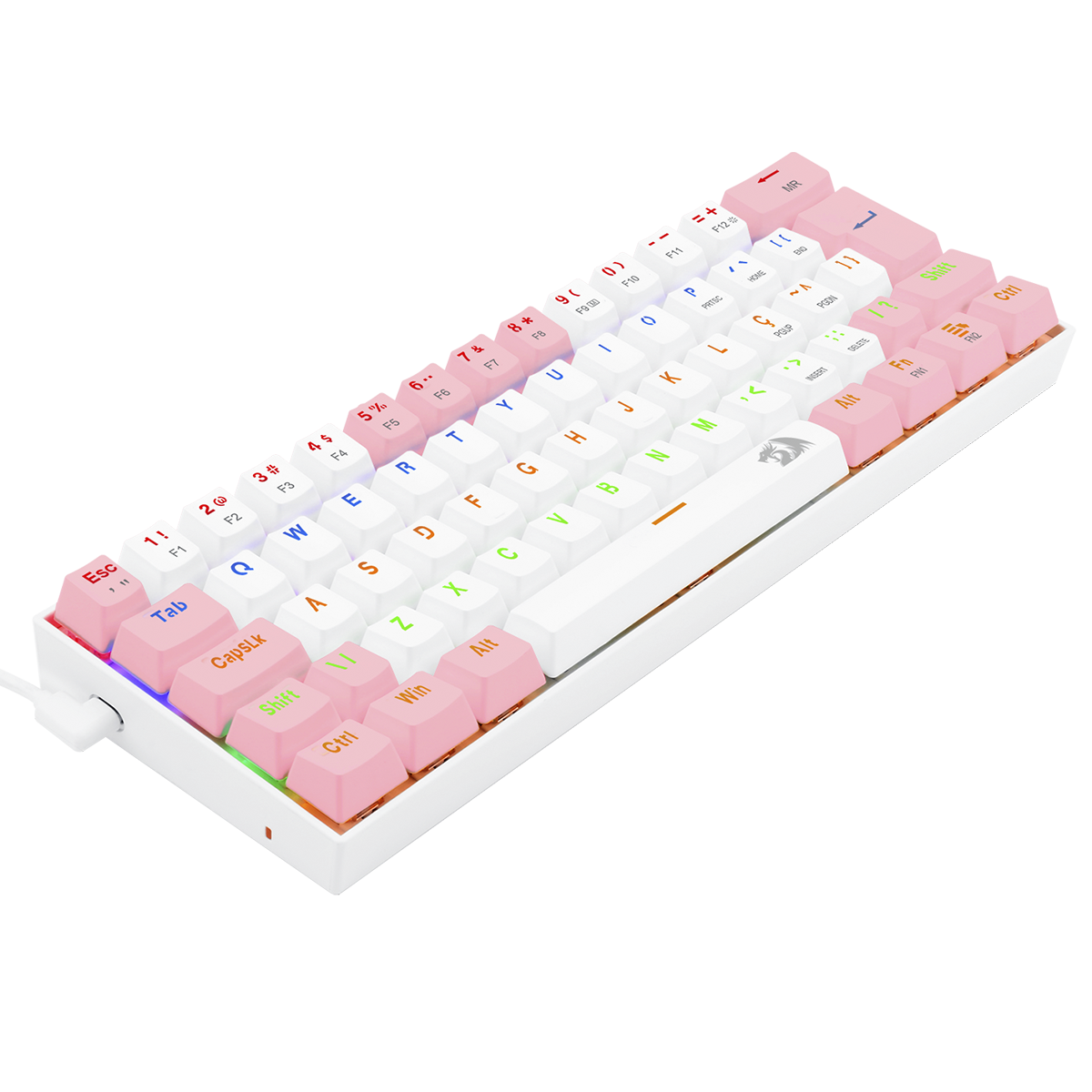 Teclado Mecânico Gamer Redragon Lakshmi, Rainbow, Switch Brown, ABNT2, Rosa e Branco - K606PW-R (PT-BROWN) - Imagem 3