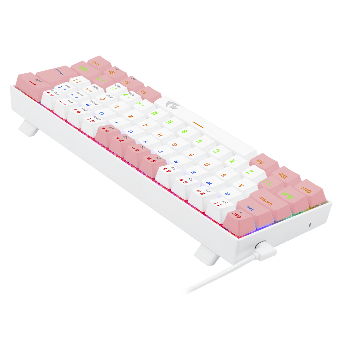 Teclado Mecânico Gamer Redragon Lakshmi, Rainbow, Switch Brown, ABNT2, Rosa e Branco - K606PW-R (PT-BROWN) - Imagem 5