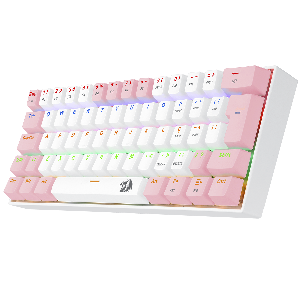 Teclado Mecânico Gamer Redragon Lakshmi, Rainbow, Switch Brown, ABNT2, Rosa e Branco - K606PW-R (PT-BROWN) - Imagem 6