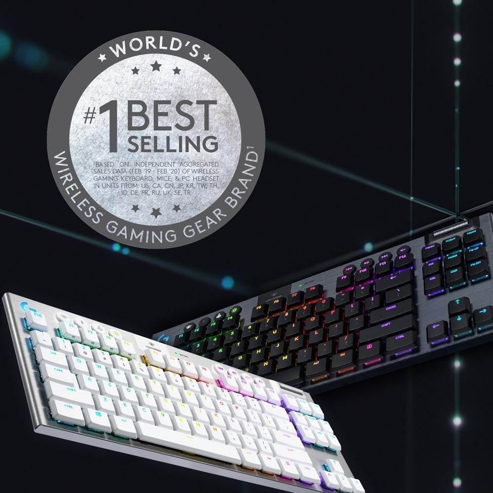 Teclado Mecânico Gamer Sem Fio Logitech G915 TKL RGB Bluetooth, Ultrafino, Switch GL Tactile Marron, Branco - 920-009660 - Imagem 4
