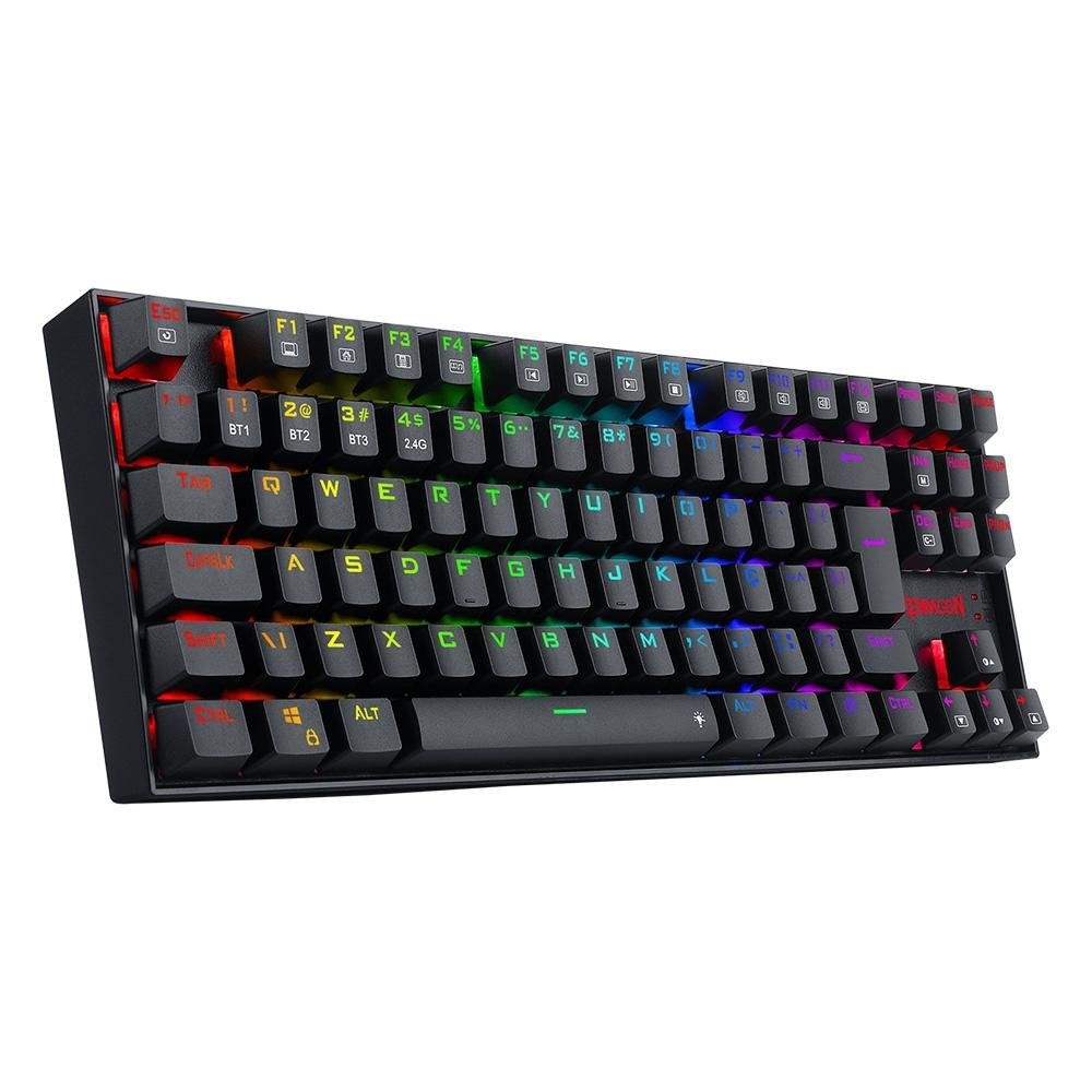 Teclado Sem fio Mecânico Redragon Kumara Pro, RGB, Switch Brown, Wireless, Bluetooth, Preto - K552RGB-BRS-B - Imagem 2