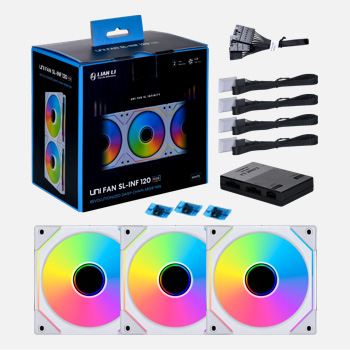 Kit 3x Cooler FAN Gamer Lian Li UNI FAN SL Infinity Branca, RGB, 120mm, 2100 PRM, 61 CFM - UF-SLIN120-3W