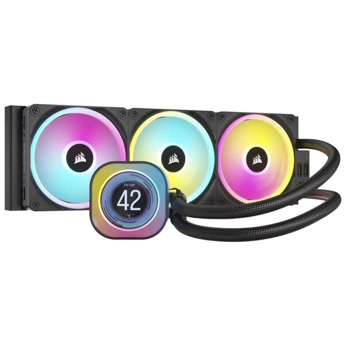 Water Cooler Corsair, iCue LINK, H150i, Display LCD, RGB, 360mm, Intel-AMD, CW-9061008-WW