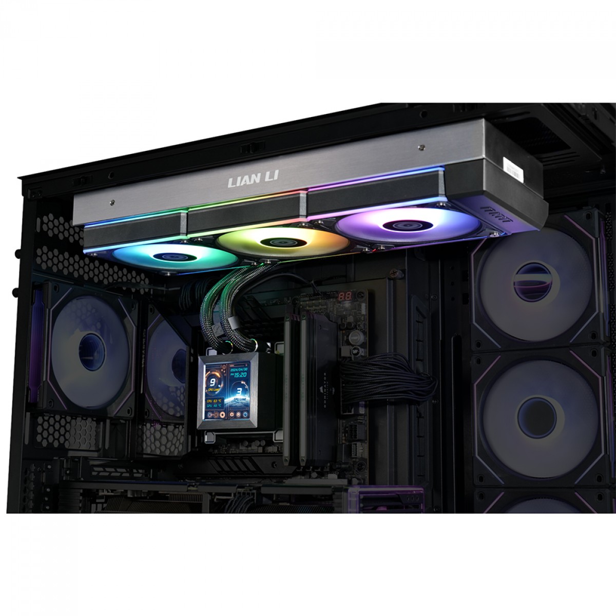 Water Cooler Lian Li Hydroshift 360R Display LCD, 360mm, ARGB, Com Display, Intel/AMD, Preto - HSLCD36RB - Imagem 4