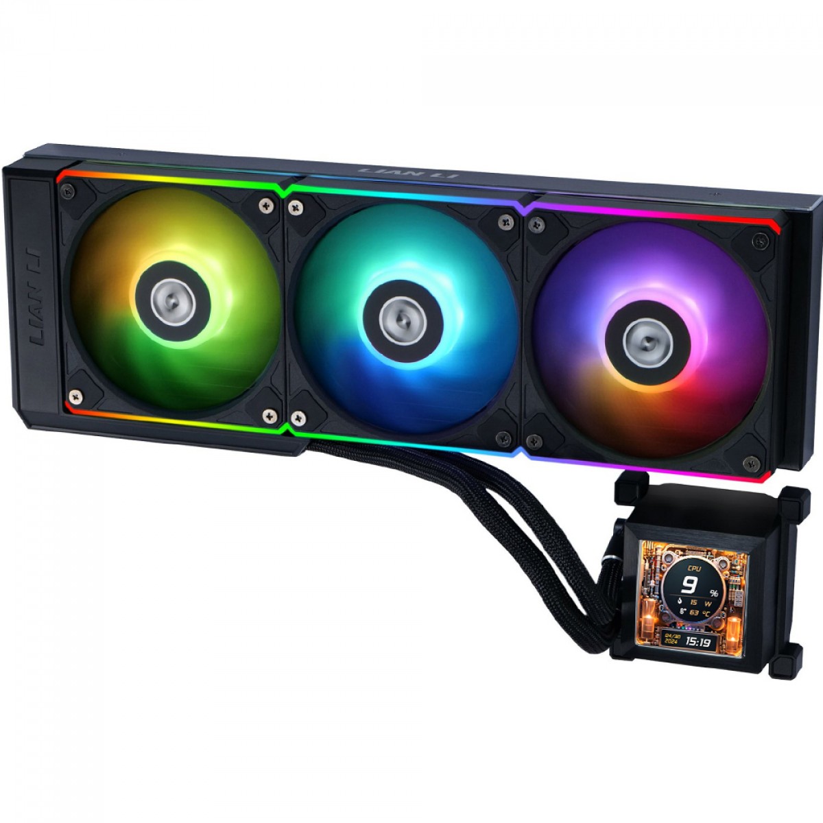 Water Cooler Lian Li Hydroshift 360R Display LCD, 360mm, ARGB, Com Display, Intel/AMD, Preto - HSLCD36RB - Imagem 2