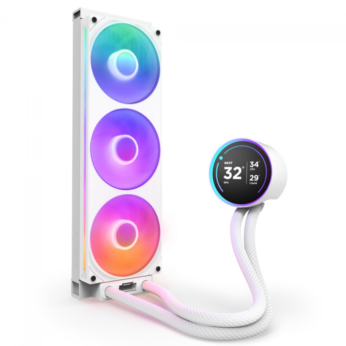 Water Cooler NZXT Kraken Elite Branco New 360 com Fans RGB, 360mm, Display LCD, Intel/AMD