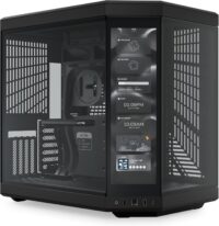Gabinete Hyte Y70 Preto Tela LCD Display 2.5K 14.9 Pol Touch Infinite Integrada, EATX, Kit GPU Vertical incluído