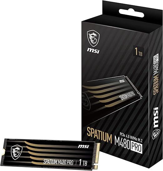 SSD 1 TB MSI Spatium M480 PRO, PCIe, NVMe, M.2, Leitura: 7400MB/s e Gravação: 6000MB/s