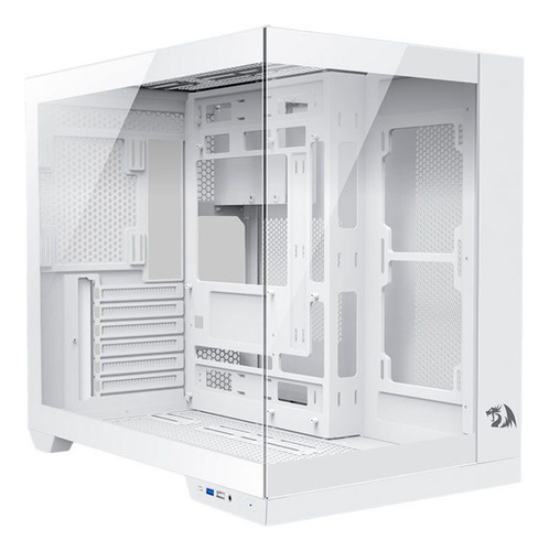 Gabinete Gamer Wideload Pro Branco Redragon, Sem fans, Vidro Temperado, ATX, Aquário - CA-604W-PRO