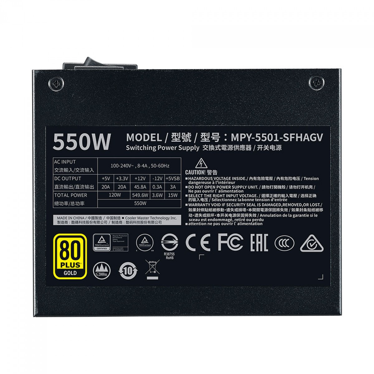 Fonte SFX 550W Cooler Master , 80 Plus Gold, PFC Ativo, Full Modular - MPY-5501-SFHAGV-WO - Imagem 5