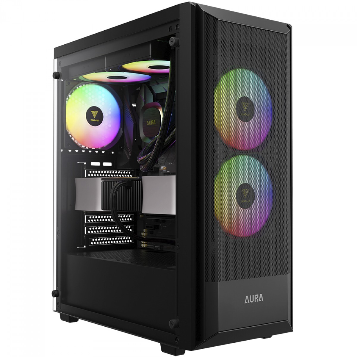Gabinete Gamer Gamdias Aura GC6 Elite com 3 fans ARGB, ATX, Vidro Temperado, Preto - Imagem 2