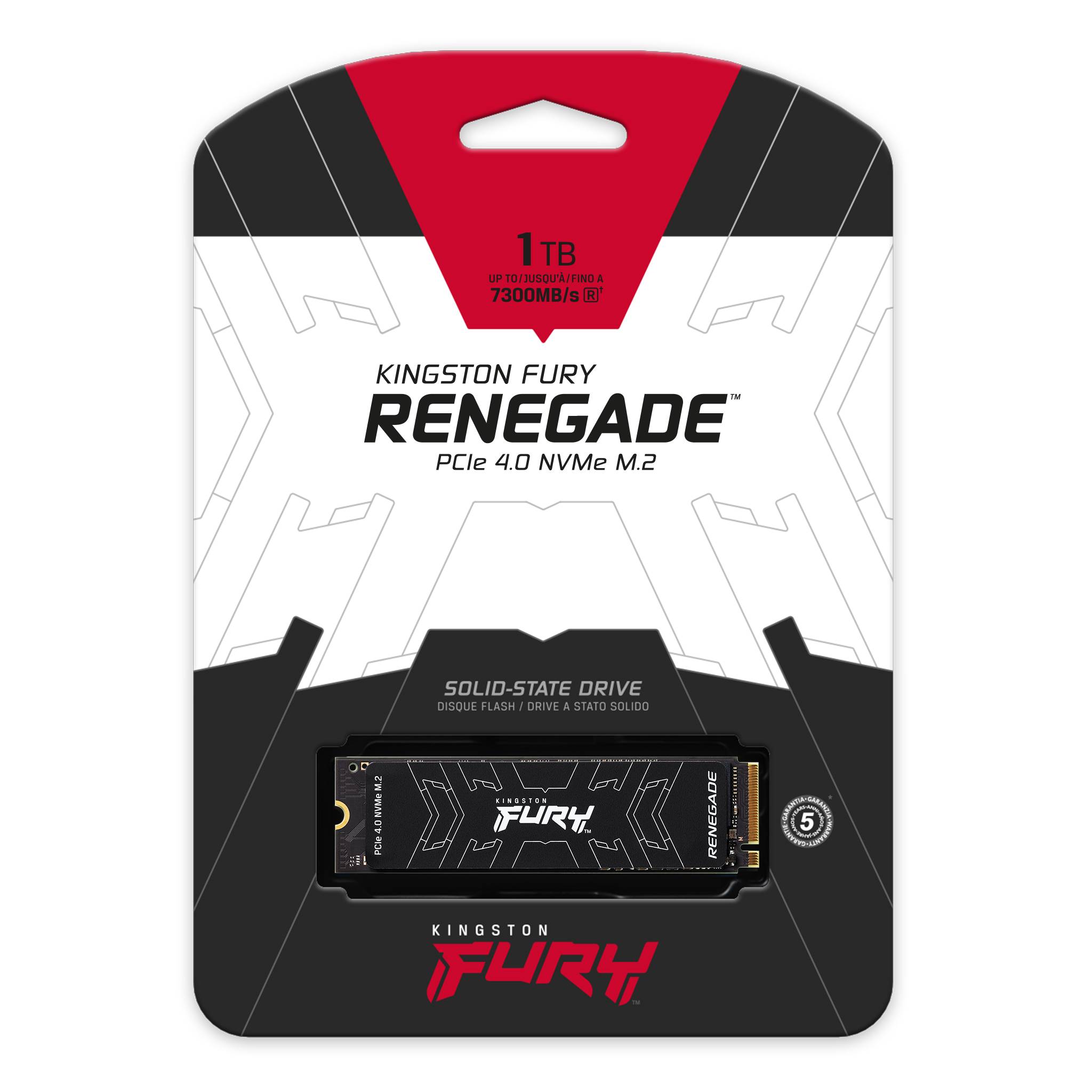 SSD 1TB Kingston Fury Renegade, M.2 2280 NVMe, PCIe 4.0, PC e PS5, Leitura 7.300MB/s - SFYRS/1000G