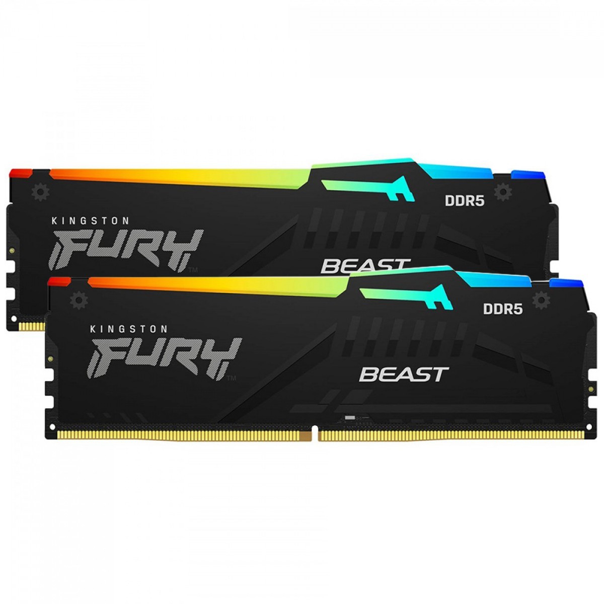 Memória DDR5 Kingston Fury Beast, RGB, 16GB (2x8GB), 5600Mhz,CL40, Preta - KF556C40BBAK2-16