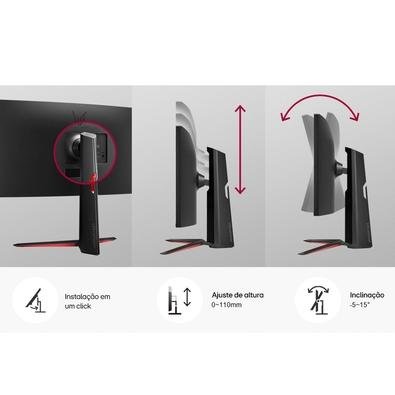 Monitor Gamer LG Ultragear LG 34" Curvo LED WQHD, UltraWide, 160Hz, 1ms, DisplayPort e HDMI, FreeSync, HDR10 - 34GP63A-B - Imagem 5