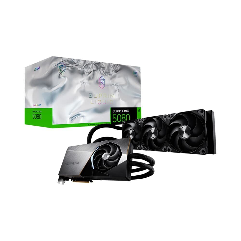 Placa de Vídeo RTX 5080 16GB MSI SUPRIM LIQUID SOC NVIDIA GeForce, GDDR7, Ray Tracing, DLSS 4