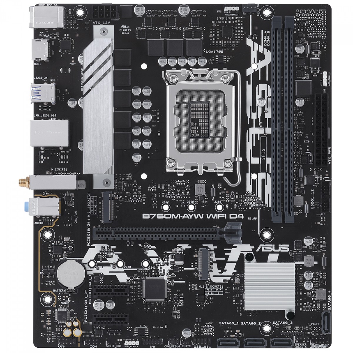 Placa Mãe Asus B760M-AYW WIFI 6 e Bluetooth, Intel LGA 1700, mATX, DDR4, Nvme PCI 4.0 - Imagem 2