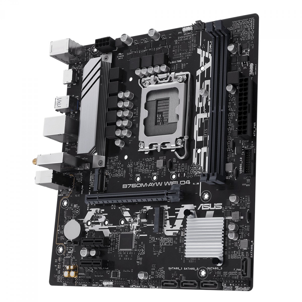Placa Mãe Asus B760M-AYW WIFI 6 e Bluetooth, Intel LGA 1700, mATX, DDR4, Nvme PCI 4.0 - Imagem 3