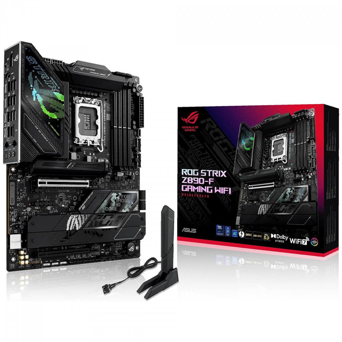 Placa Mãe Asus Rog Strix Z890-F Gaming WiFi 7 e Bluetooth, Intel LGA 1851, ATX, 4x slots DDR5, 5x slots M2