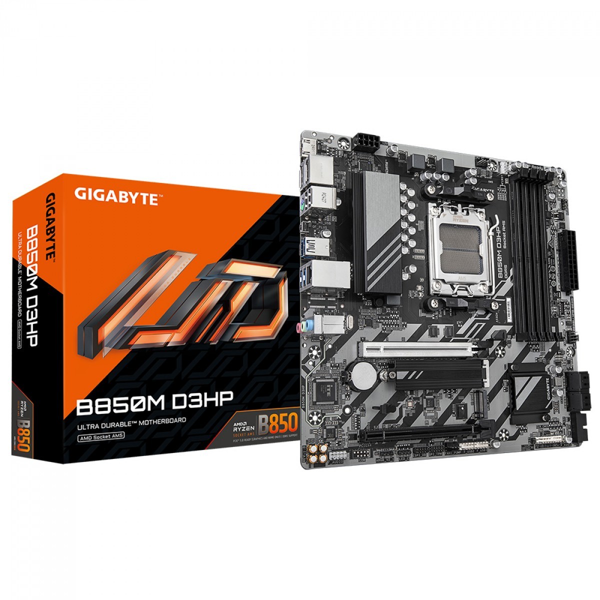 Placa Mãe Gigabyte B850M D3HP, AMD AM5, 4x slots DDR5, 2x slots M.2, PCIe 5.0