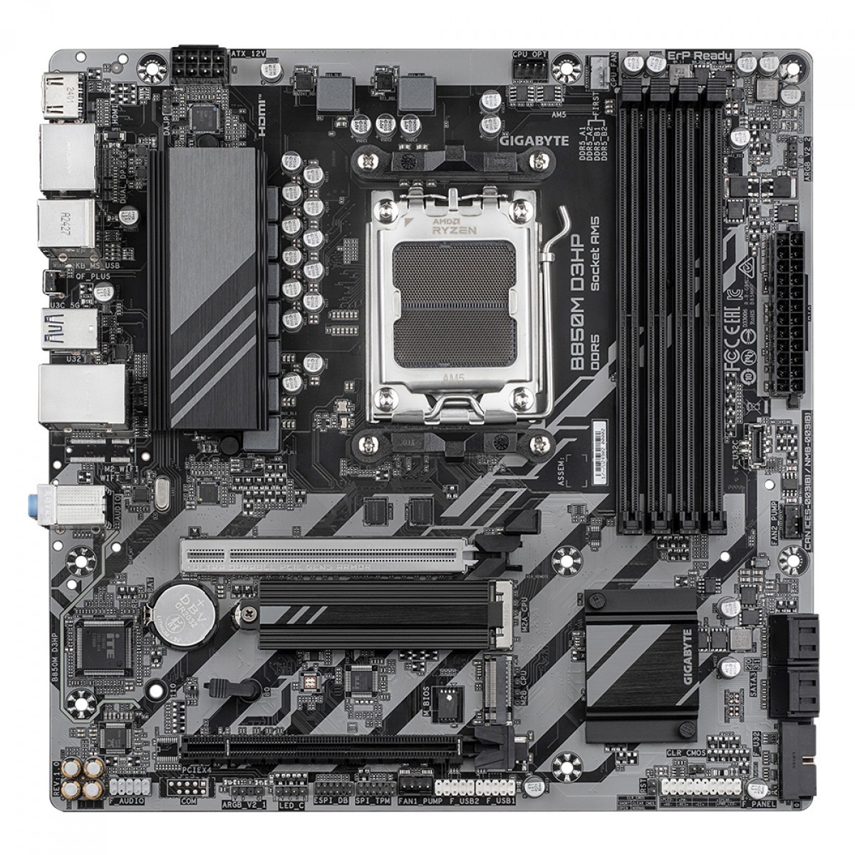 Placa Mãe Gigabyte B850M D3HP, AMD AM5, 4x slots DDR5, 2x slots M.2, PCIe 5.0 - Imagem 2