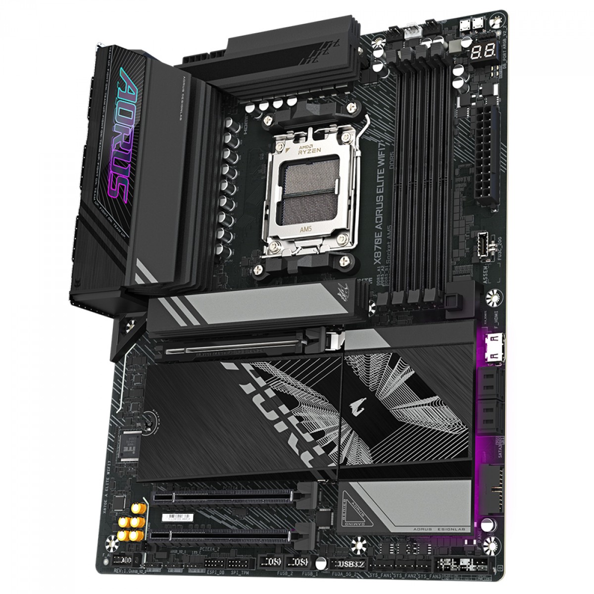 Placa Mãe X870E AORUS Elite WiFi7, PCI 5.0, AMD AM5, ATX, DDR5, 3x M.2, USB 4.0 - Imagem 3
