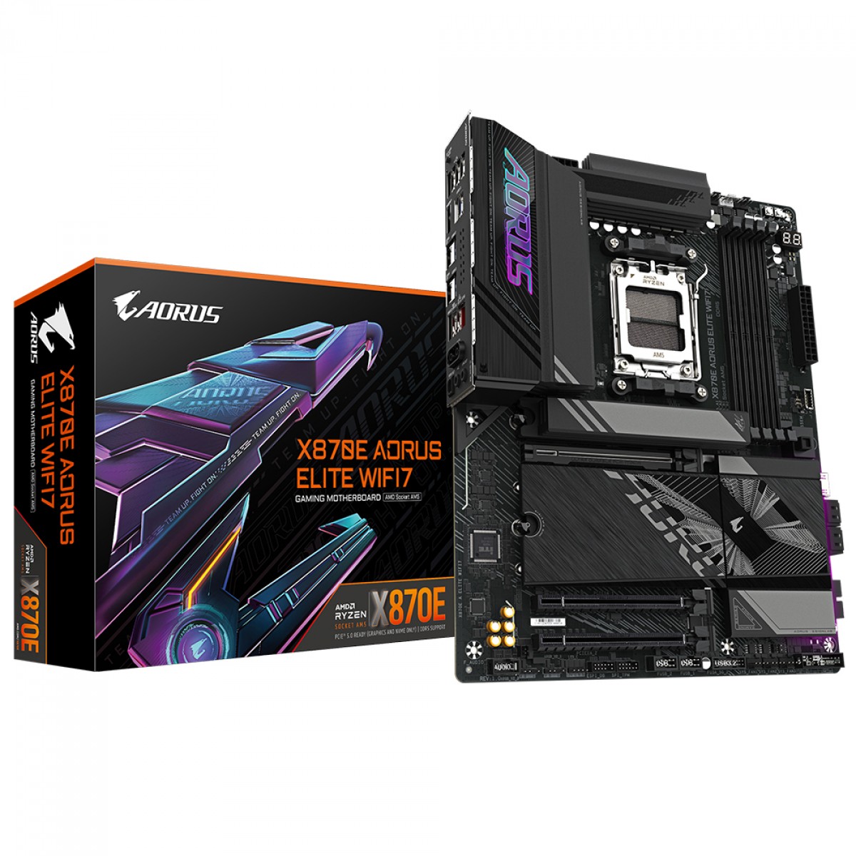 Placa Mãe X870E AORUS Elite WiFi7, PCI 5.0, AMD AM5, ATX, DDR5, 3x M.2, USB 4.0