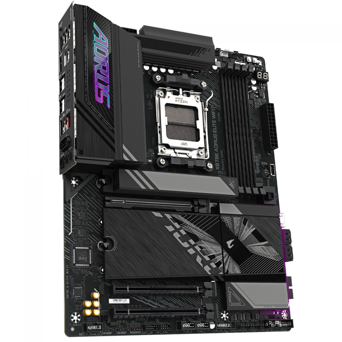Placa Mãe X870E AORUS Elite WiFi7, PCI 5.0, AMD AM5, ATX, DDR5, 3x M.2, USB 4.0 - Imagem 4