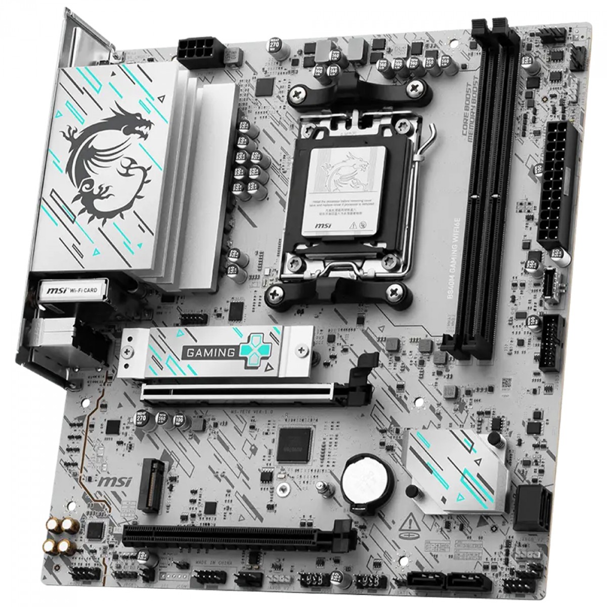 Placa Mãe Branca MSI B840M Gaming WiFi6E e Bluetooth, AMD AM5, mATX, DDR5, 2x slots M2, PCIe 4.0 - Imagem 3