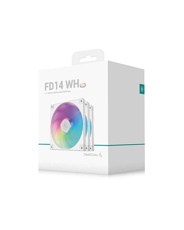 Kit 3x Cooler Fan DeepCool FD14, ARGB, 140mm, Branco, 1650 RPM, 82 CFM - R-FD14-WHAPN3-G